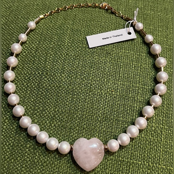 Rose Quartz Heart Pendant Necklace Made in Thailand - Picture 5 of 5